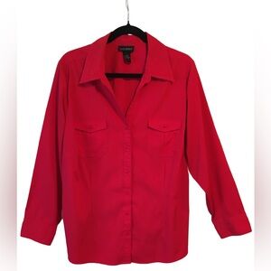 Lane Bryant Size 18/20 (2X) Button Up Shirt 2 Pockets dark Red